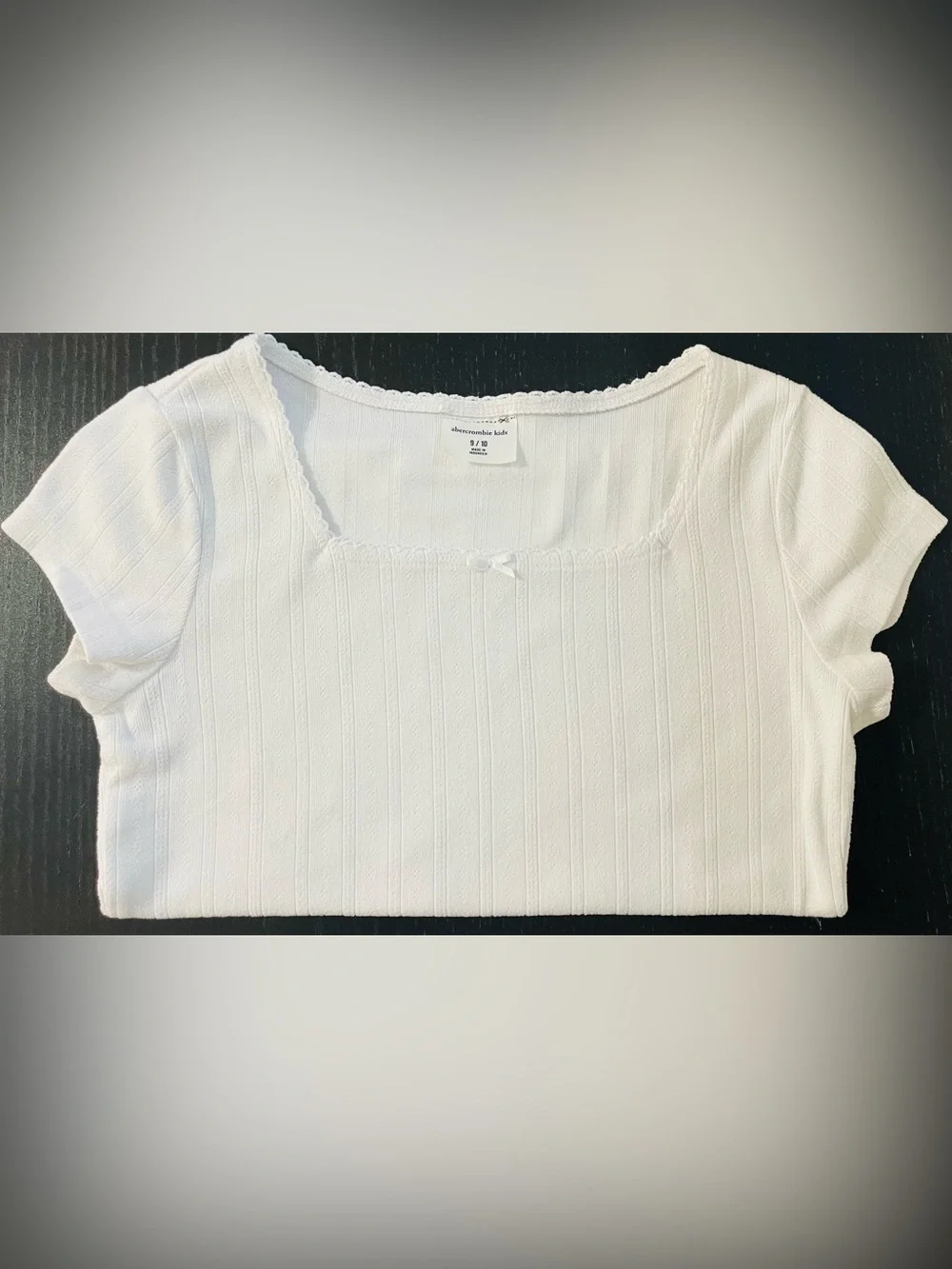 abercrombie kids White Ribbed Short Sleeve Scoop Neck Tee